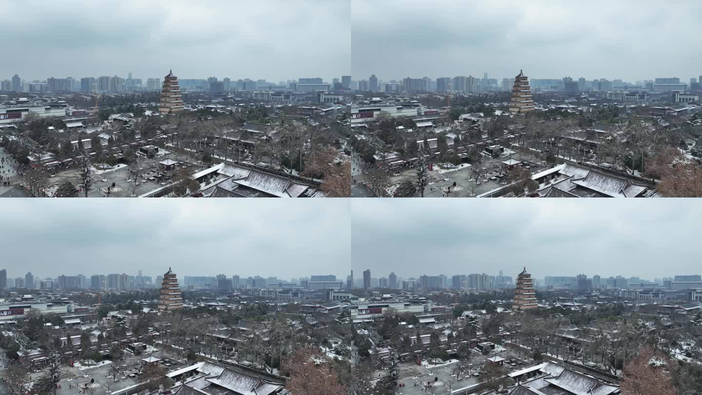 陕西省西安市雁塔区大慈恩寺大雁塔雪景风光