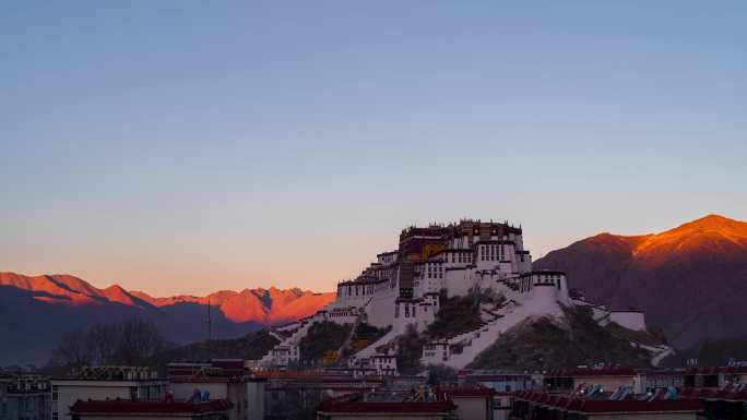 4K 西藏布达拉宫高地日出延时摄影