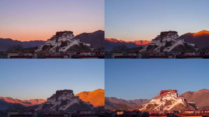 4K 西藏布达拉宫高地日出延时摄影