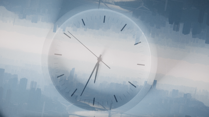 4k城市地产时钟时间流逝抽象概念意境