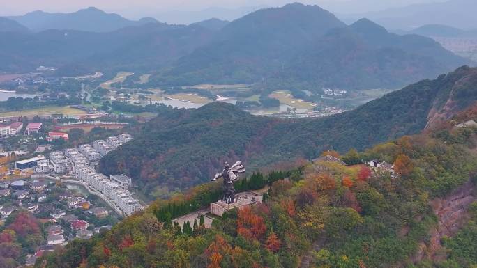 浙江绍兴会稽山大禹陵景区航拍越城区风景大