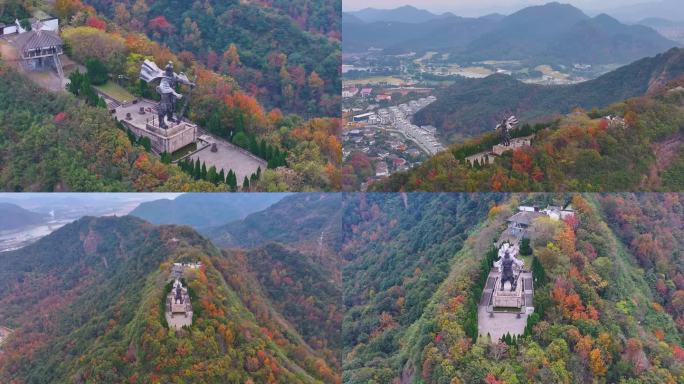 浙江绍兴会稽山大禹陵景区航拍越城区风景大