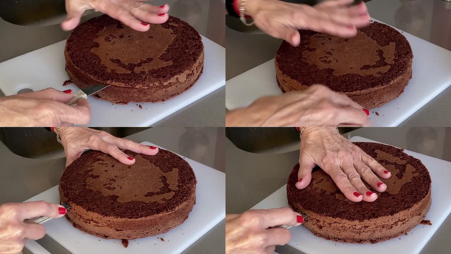 巧克力海绵蛋糕切片