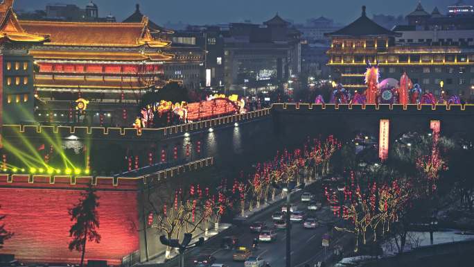 西安南门新年灯展夜景