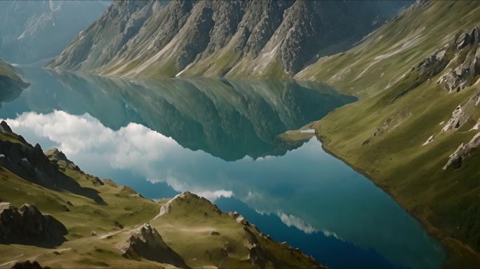 高山上的湖泊航拍视频素材