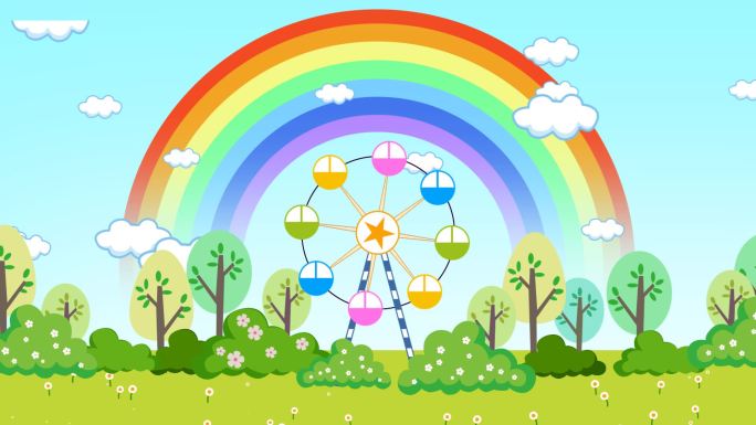 六一儿童节幼儿园卡通彩虹摩天轮视频素材