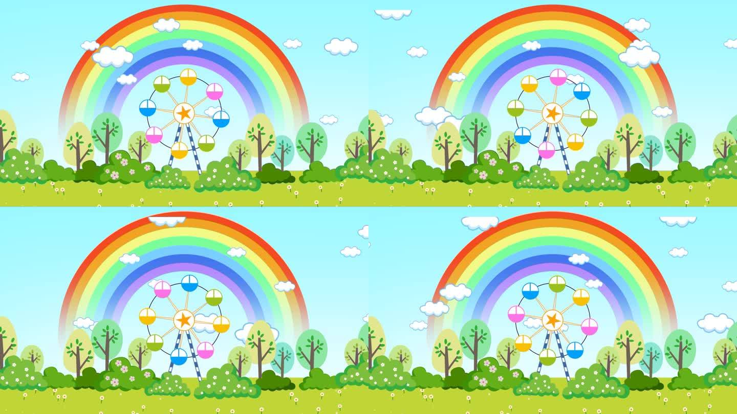 六一儿童节幼儿园卡通彩虹摩天轮视频素材