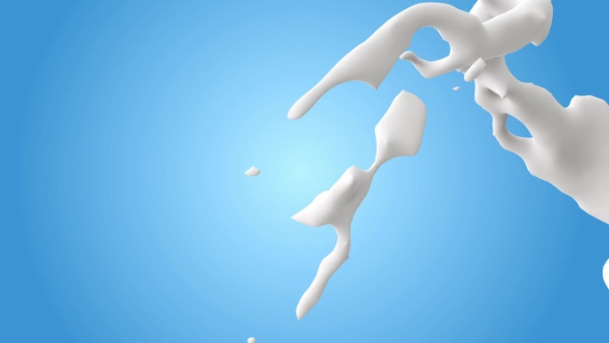 牛奶流体流动和飞溅，3D动画，绿屏