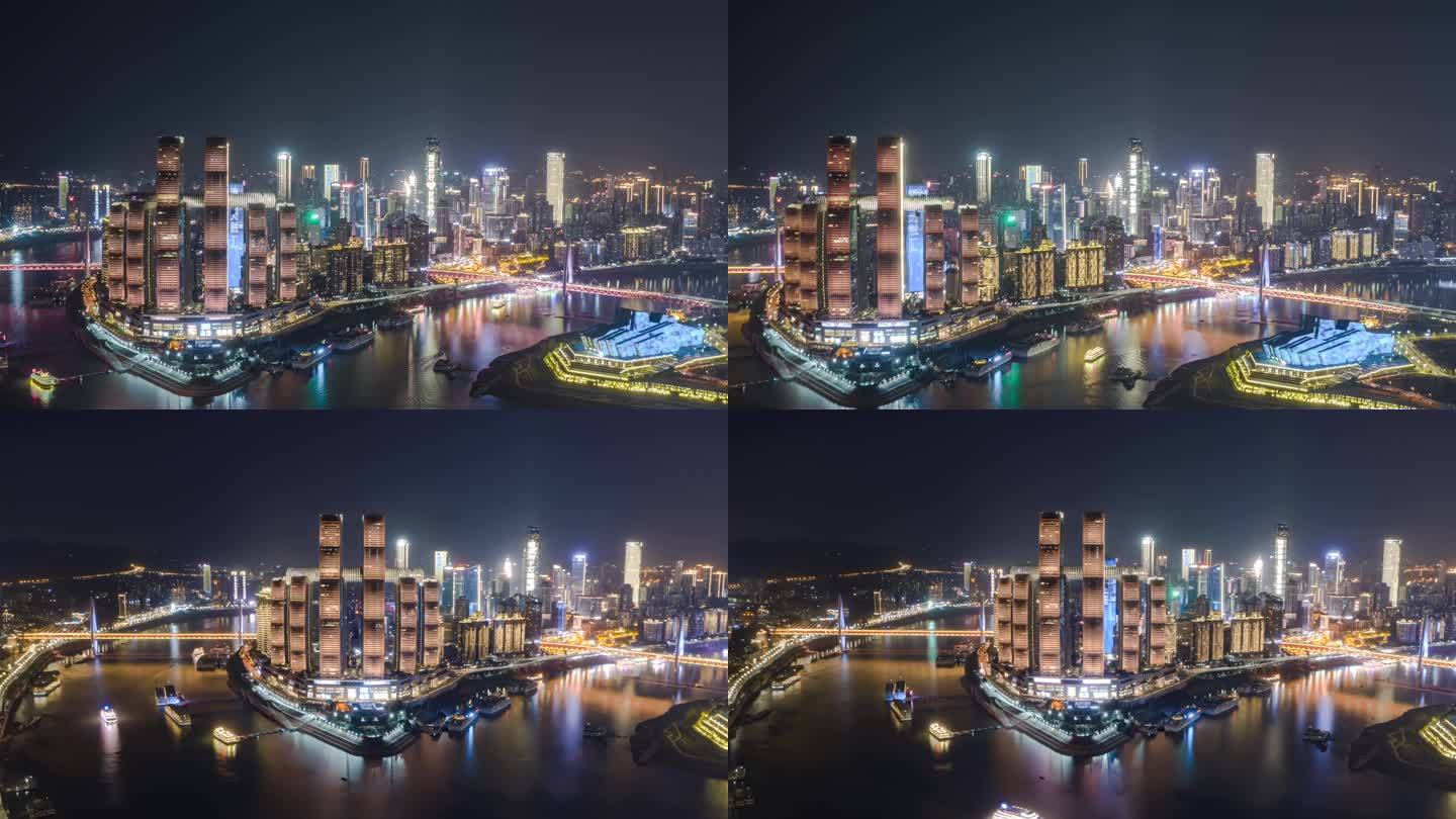 重庆来福士夜景航拍延时