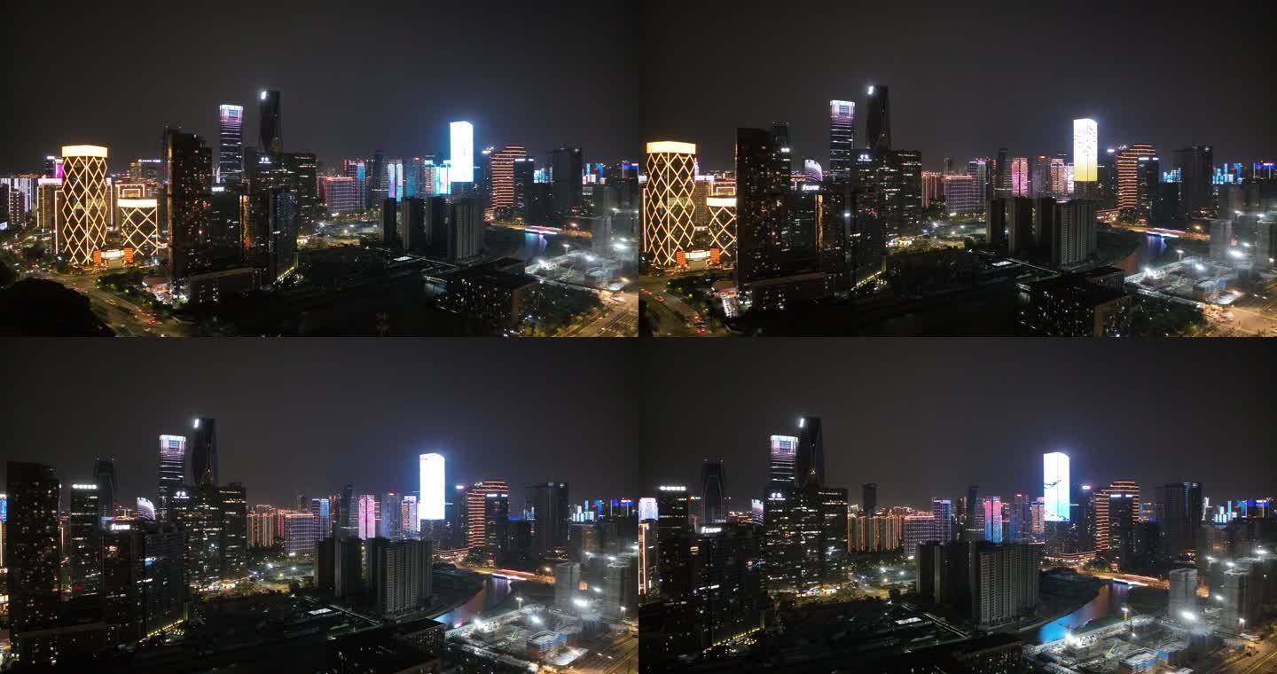 杭州亚运村夜景航拍0032