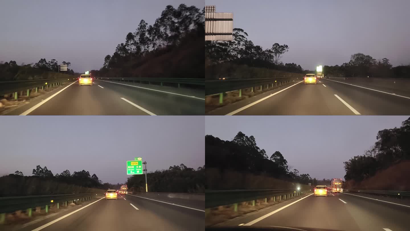 夜晚汽车高速路上行驶视频汽车窗外的风景