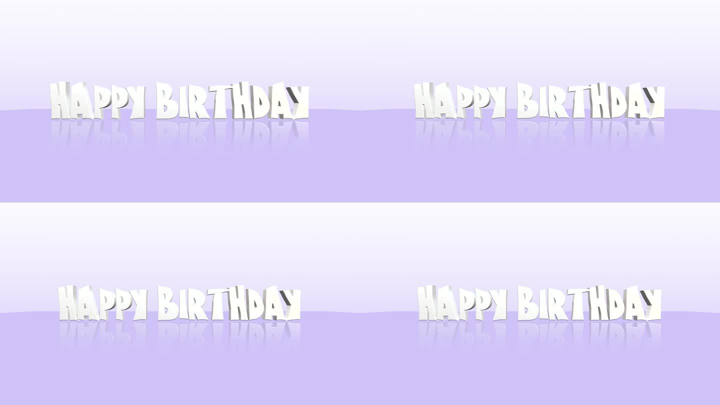 生日快乐贺卡与3d风格的文字渐变紫色背景