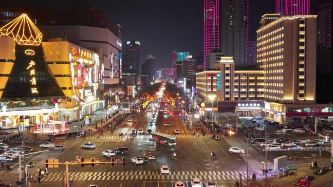 石家庄裕彤体育场 北国商城夜景夜经济商圈