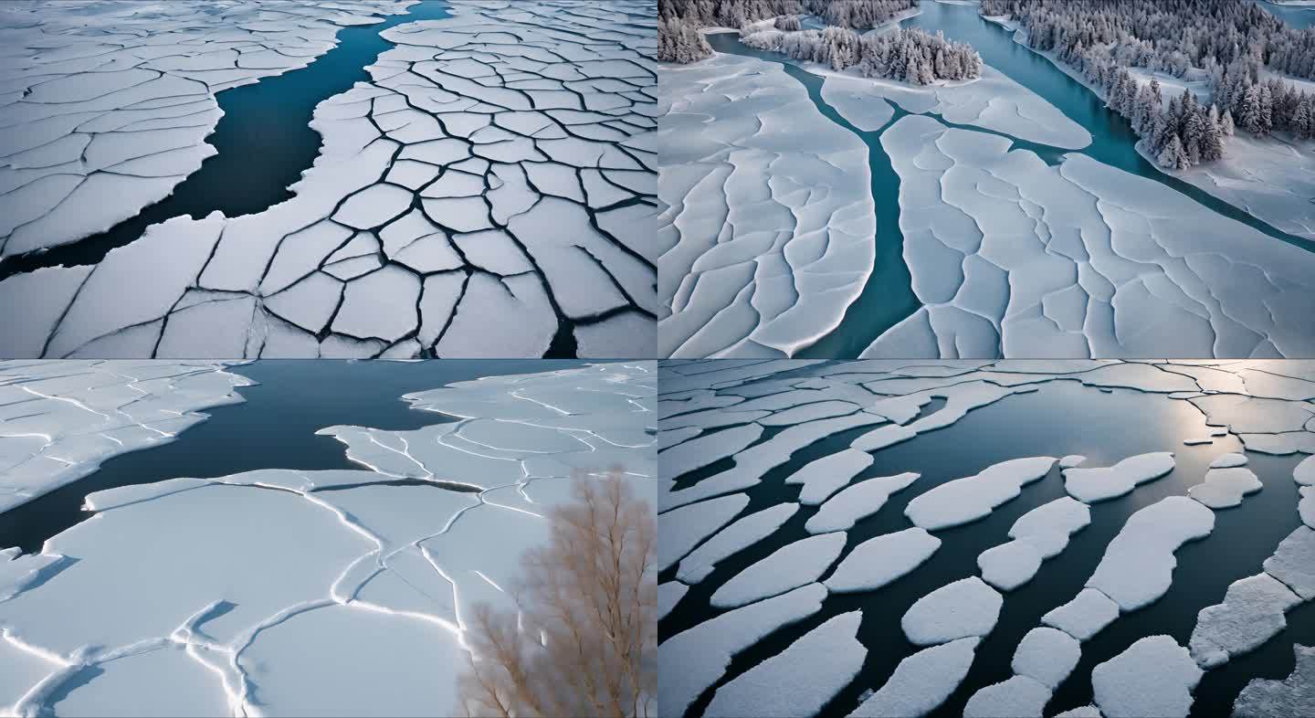 冰面破碎的湖面 冰的蜕变：湖面破碎的航拍