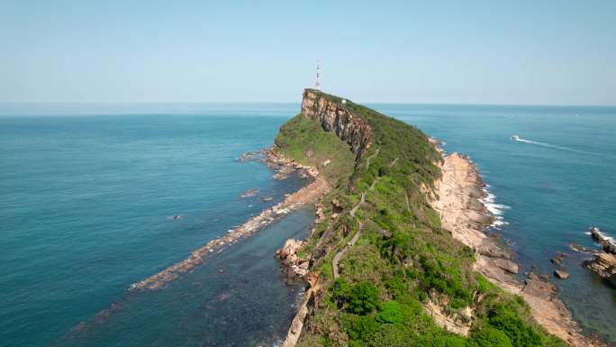 台湾著名景点野柳地质公园北部海岸线航拍