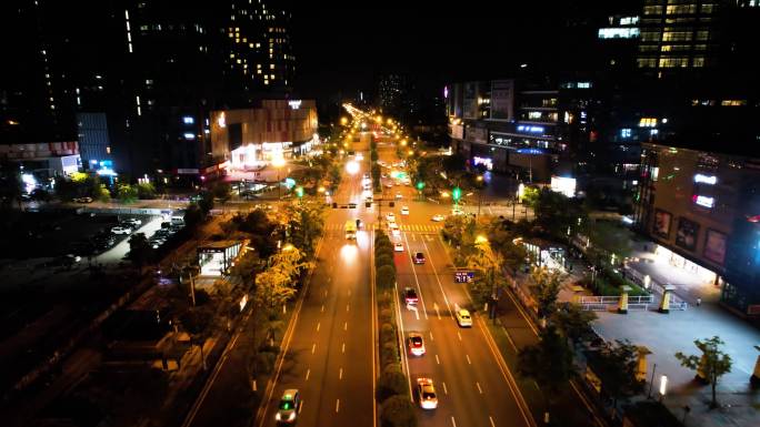 城市马路车辆车流夜景航拍40