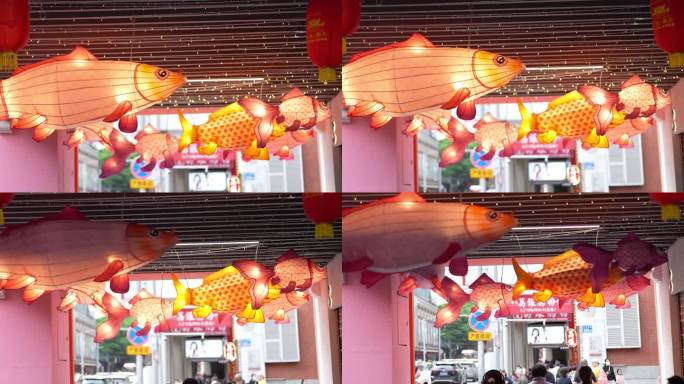 4K实拍，广州北京路春节假期民俗吉祥灯笼