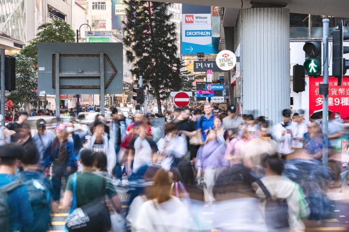 人来人往的香港街头 街景延时 原创7K