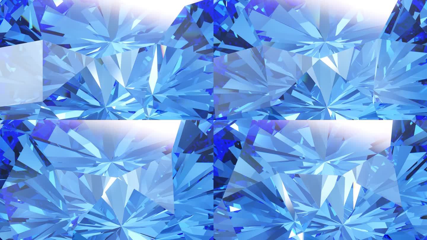 美丽闪亮的蓝宝石或黄玉旋转特写。循环动画，4k