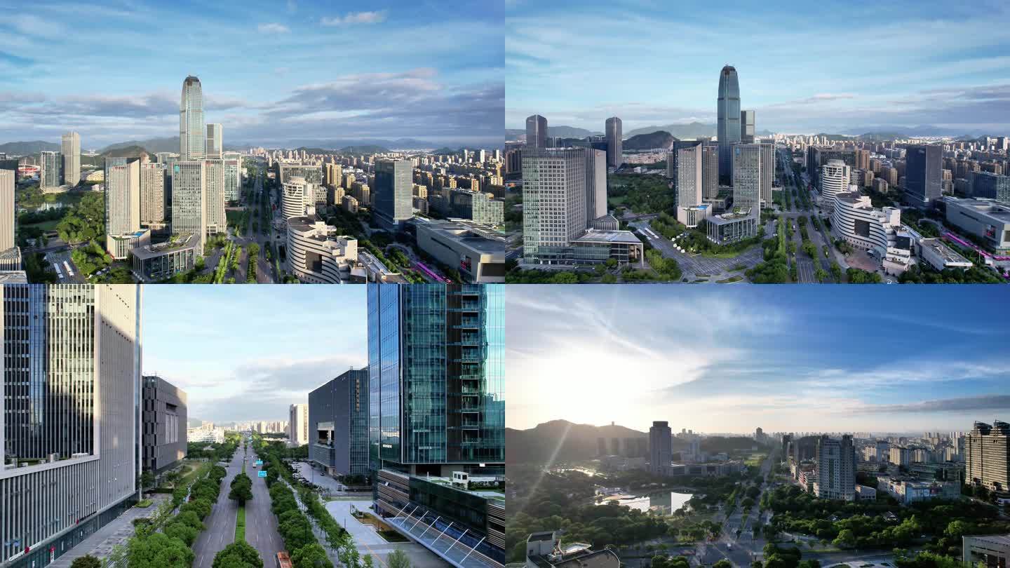 浙江台州中央商务区高楼建筑航拍