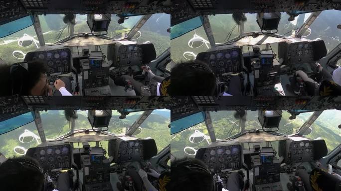 直升机驾驶员第一视角直升机森林防火巡查3