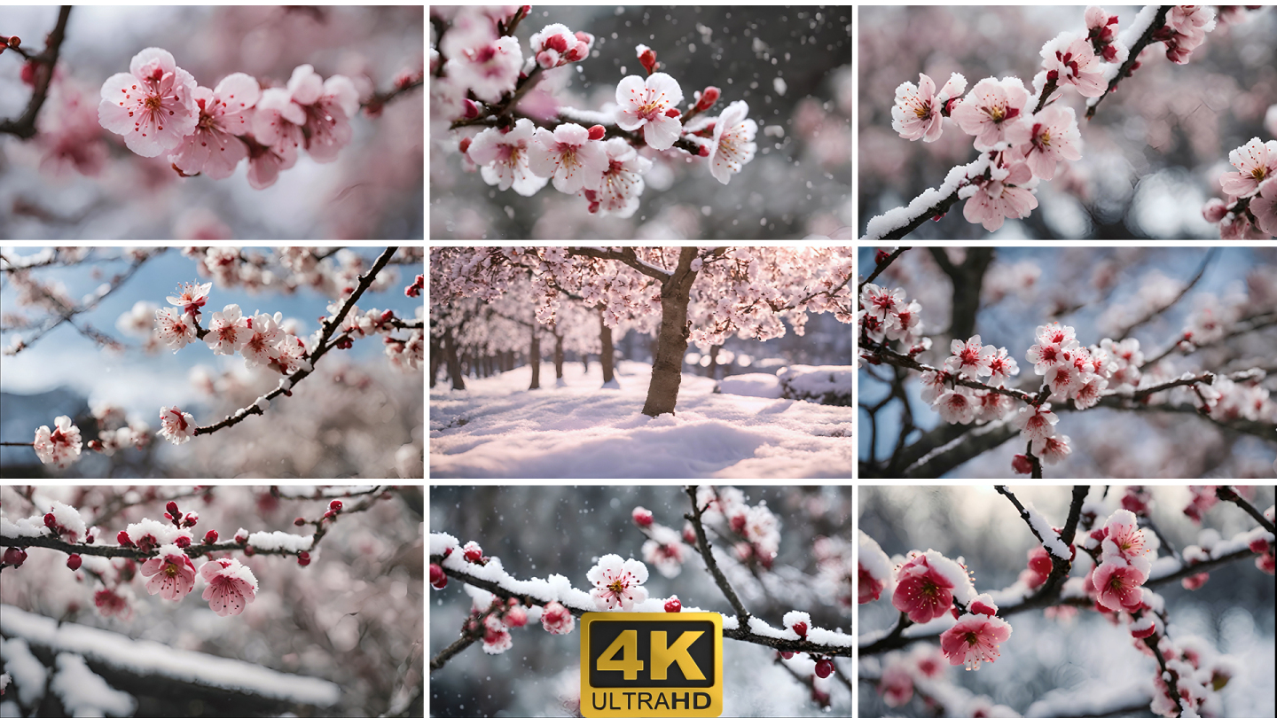 梅花寒梅唯美梅花雪中梅冬至立冬梅花特写