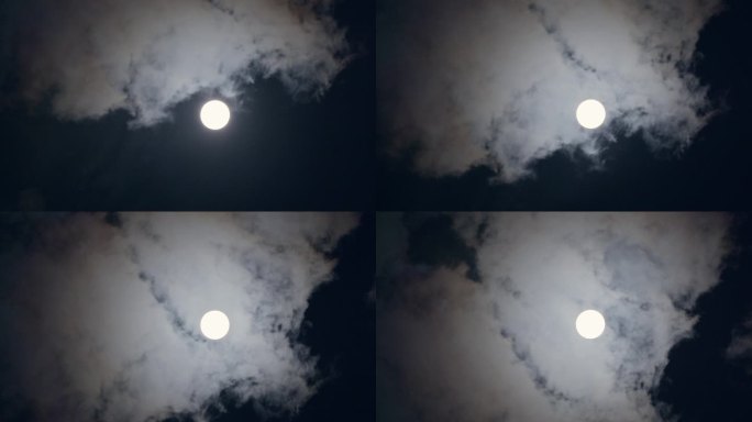月半夜空月亮穿梭云层乌云遮月03