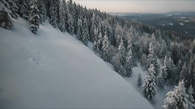 白雪覆盖的森林。白雪森林：冬日的静谧奇境