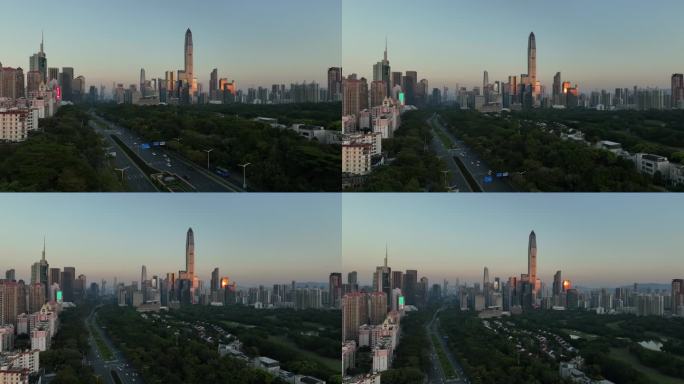 平安金融中心傍晚航拍