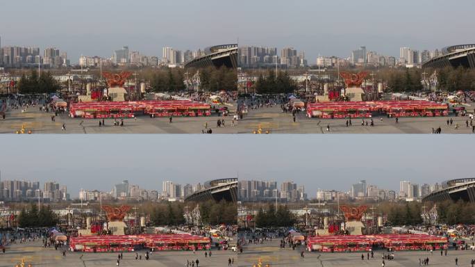 龙年春节的汉中天汉楼广场