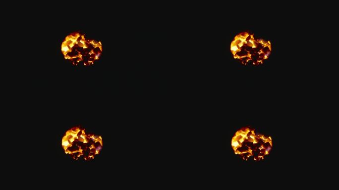 炭火在黑暗中透过一个洞发光，特写镜头。