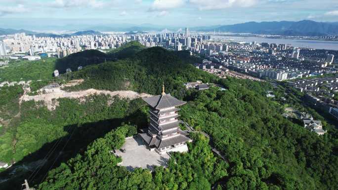 浙江台州白云阁地标建筑航拍