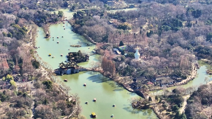 航拍瘦西湖风景区大明寺观音山园林寺庙