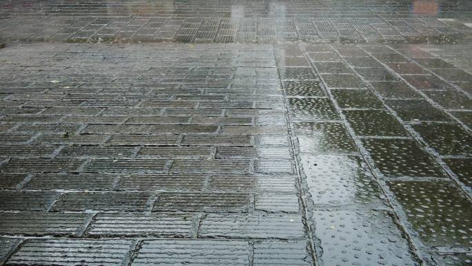 雨后青石板路实拍