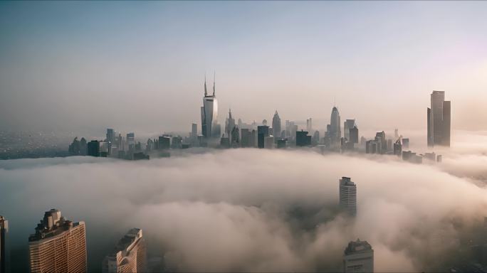 云端之城：雾绕都市的晨曦与夜幕