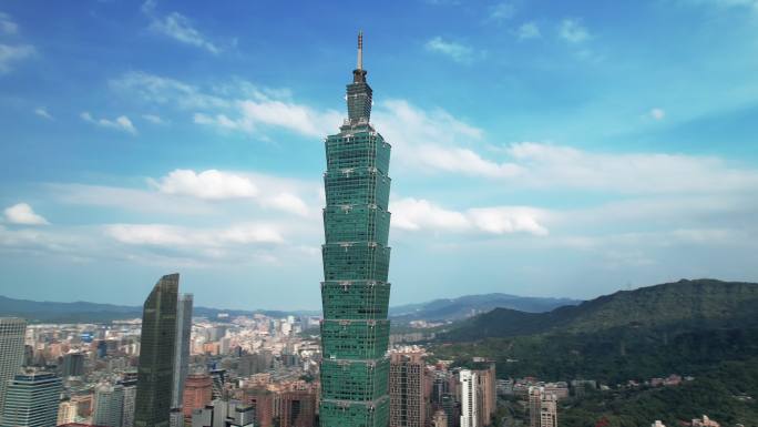 台北101台湾地标繁华商圈航拍延时摄影