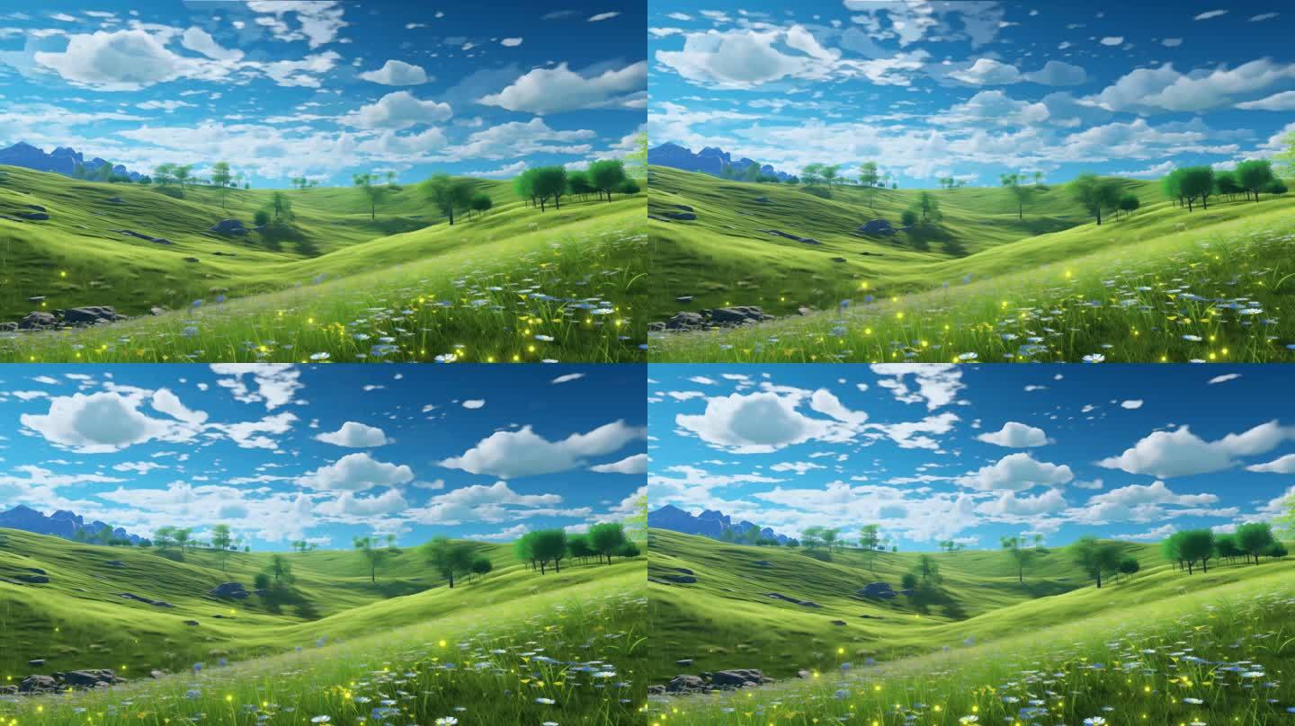 蓝天上的绿色田野蓝天上的绿色田野草原