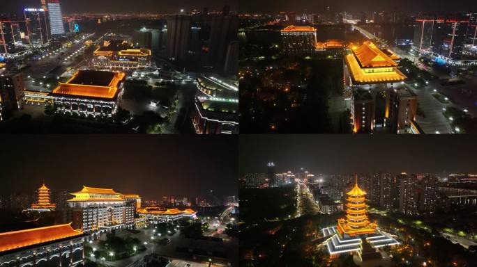 厦门集美区集美市民公园集美塔航拍夜晚夜景