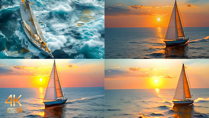 合集 帆船航海 夕阳下唯美航海 怒海争锋