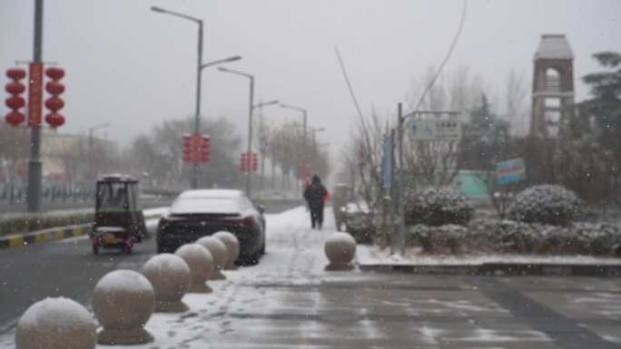 冬天下雪雪景小雪中雪大雪雪花飘落舞台背景