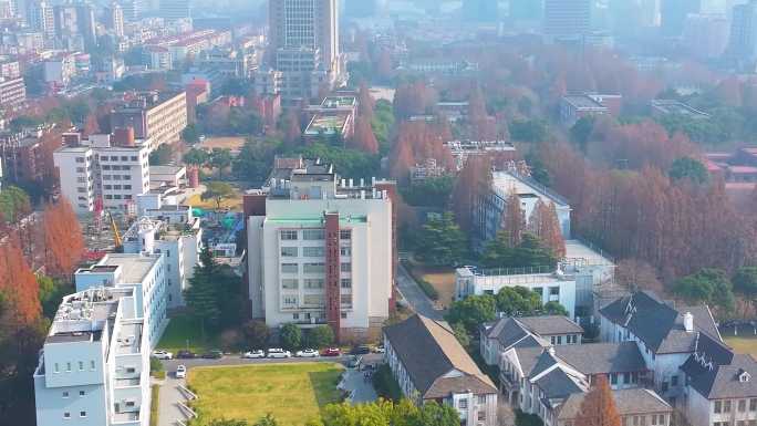 上海复旦大学邯郸校区航拍校园风景风光素材