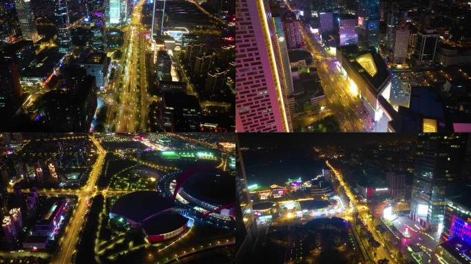 南京市城市车流夜景航拍延时素材40