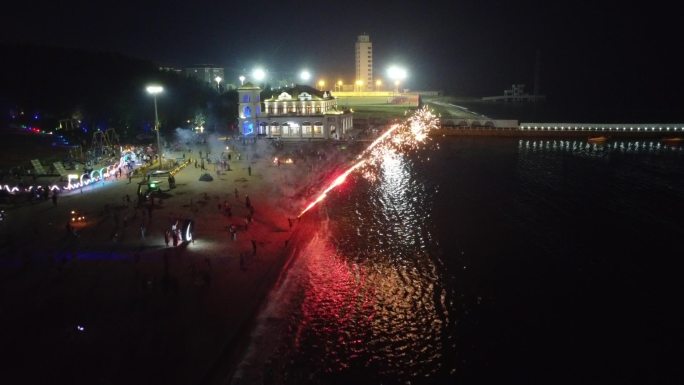 旅拍城市夜景街景烟花海边海滩浪漫激情