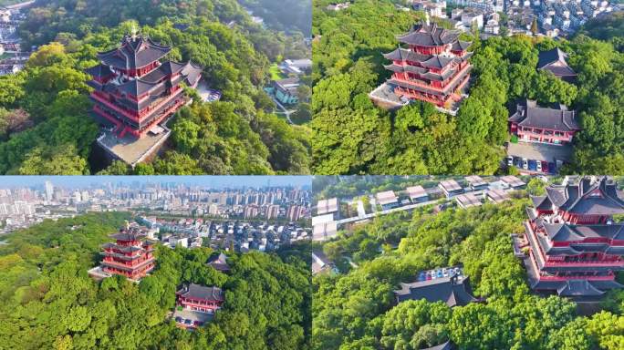 杭州城隍阁景区航拍上城区风景风光素材9