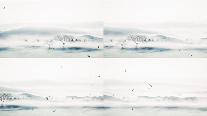 【4K】黑白水墨山水背景6