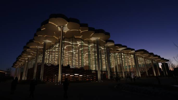 北京城市图书馆日落