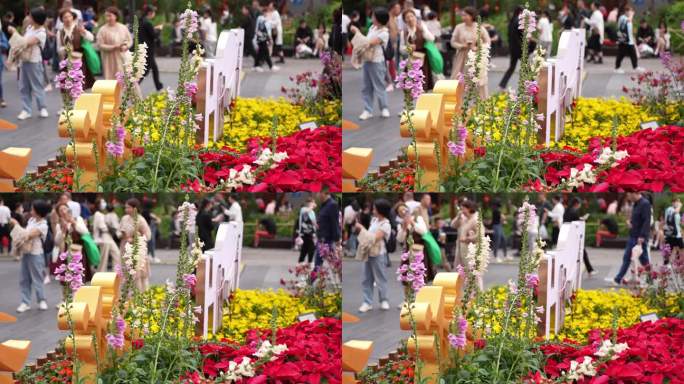 4K实拍，羊城广州北京路春节鲜花