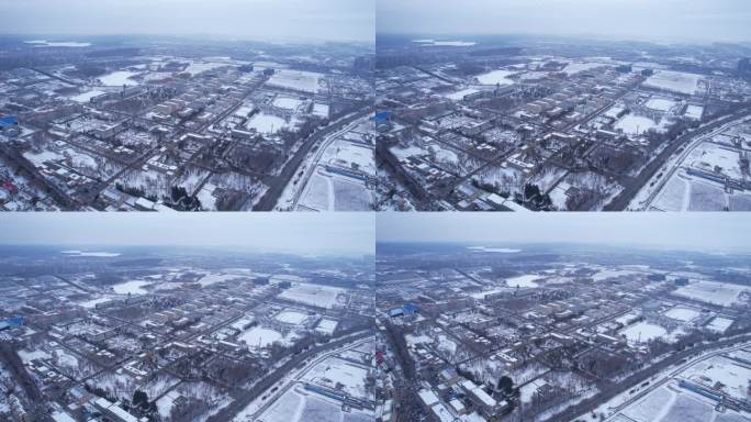 长春大学城农业大学雪景全景航拍