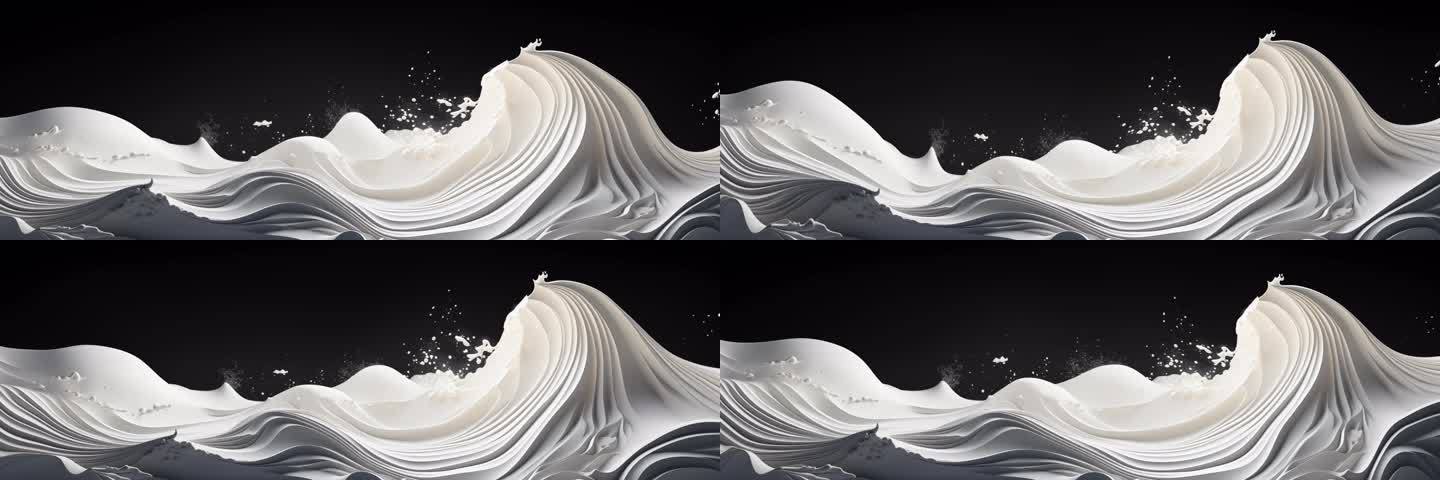 6k宽屏黑白抽象海浪