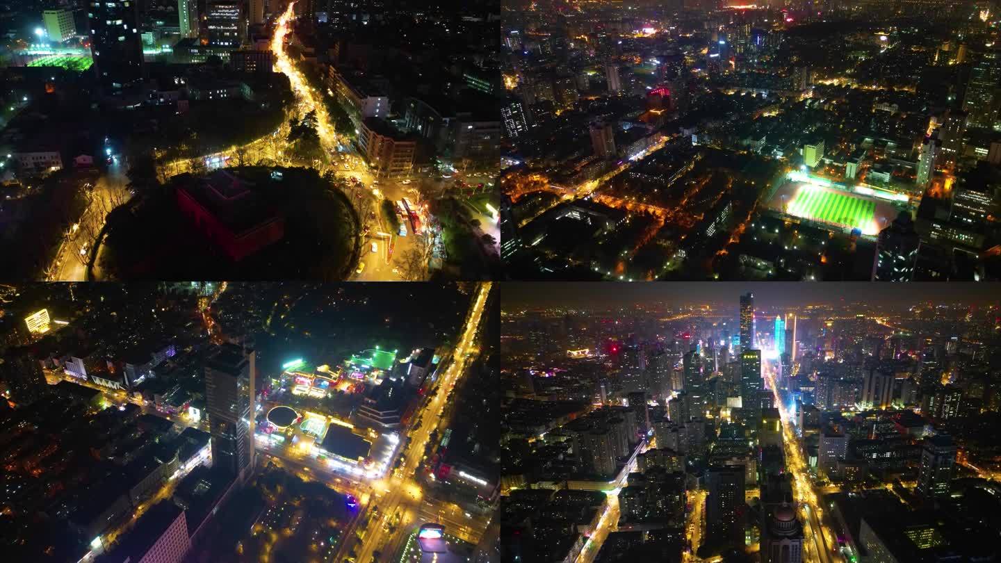 南京市鼓楼区车流夜景航拍延时400